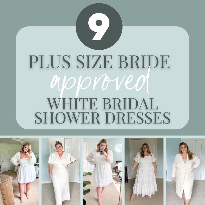 white bridal shower dress for bride